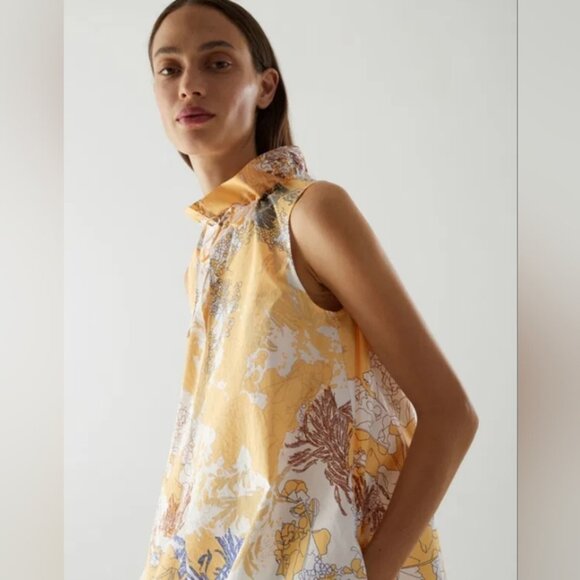 COS Multicolor Yellow Print Cotton Poplin Dress S - Picture 2 of 11